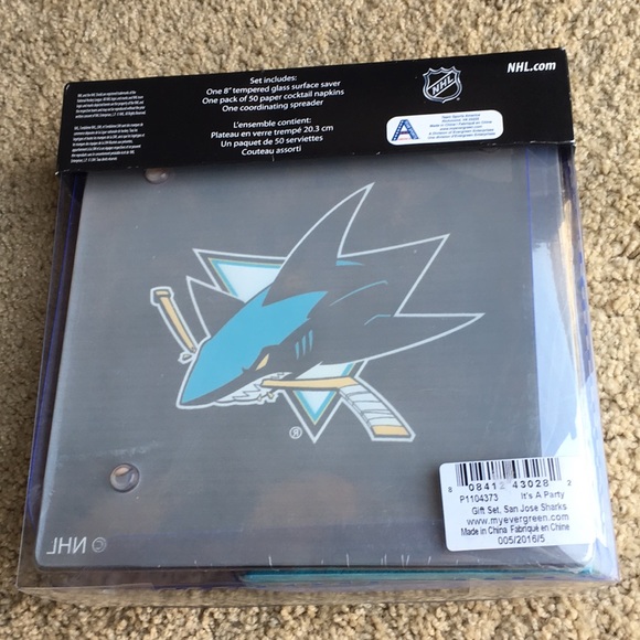 HP! NWT NHL San Jose Sharks platter, spreader, napkins - Picture 2 of 2